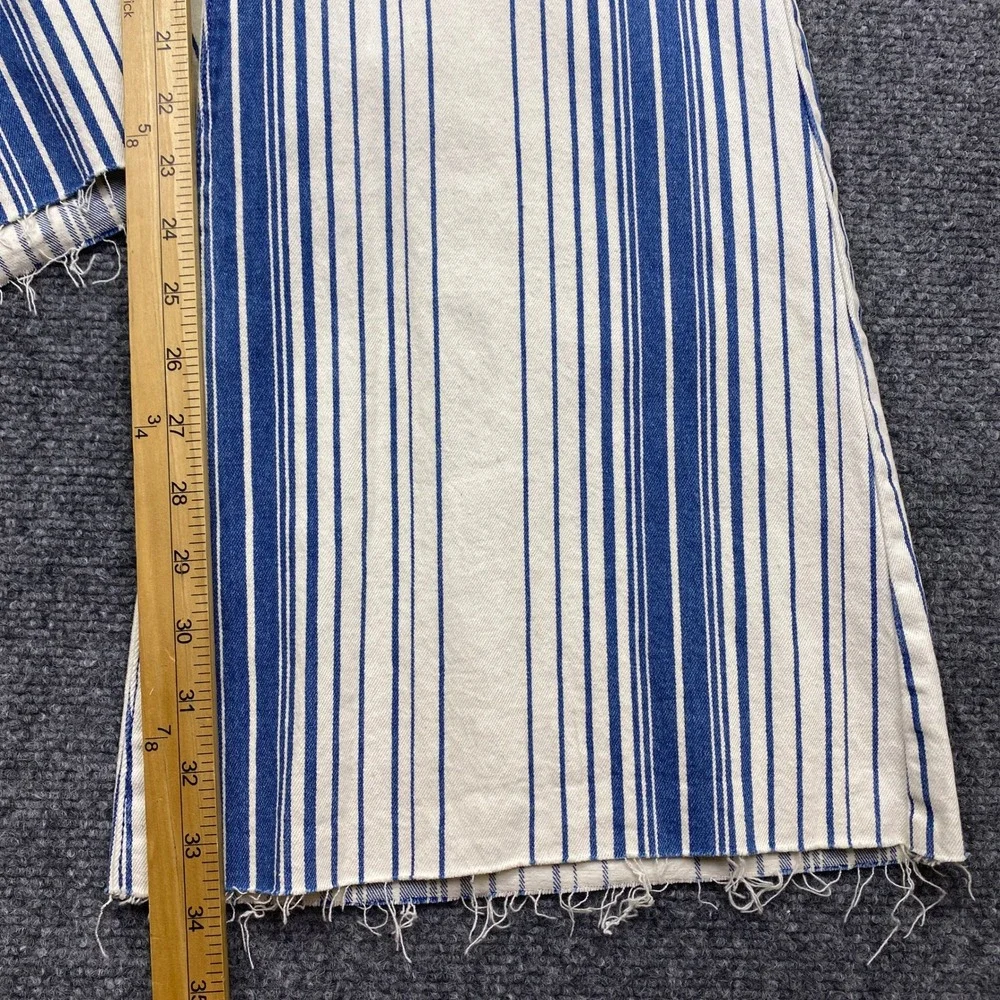 Cello Striped Denim High Rise Flare Jeans Blue White WV38225DK Size 11 NWT